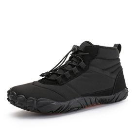 Fleece-lined Waterproof Snow Warm Breathable Couple High-top Casual Cotton Shoes (Option: Black-39)