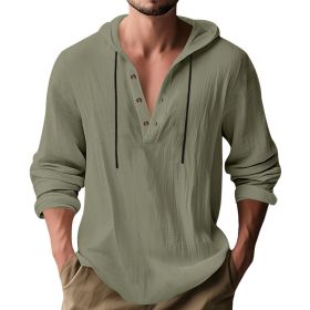 Hooded Casual Loose-fitting T-shirt Sweater For Men (Option: Army Green-XXXL)