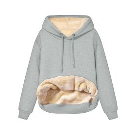 Warm Berber Fleece Pocket Hooded Sweatshirt Coat (Option: Light Gray-XL)