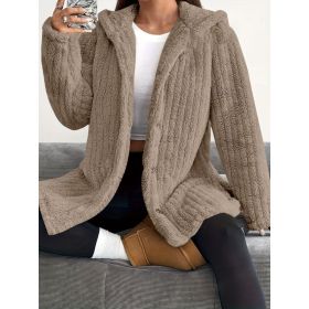 Hooded Loose Plush Coat Women's Regular Sleeve (Option: Camel-2XL)