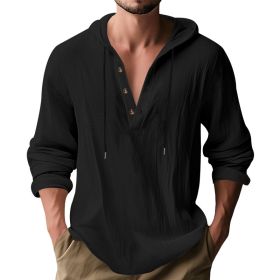 Hooded Casual Loose-fitting T-shirt Sweater For Men (Option: Black-XL)