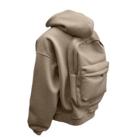 Backpack Men's Loose Sports And Leisure Hooded Zipper Sweatshirt (Option: Khaki-2XL)