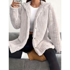 Hooded Loose Plush Coat Women's Regular Sleeve (Option: Apricot-2XL)